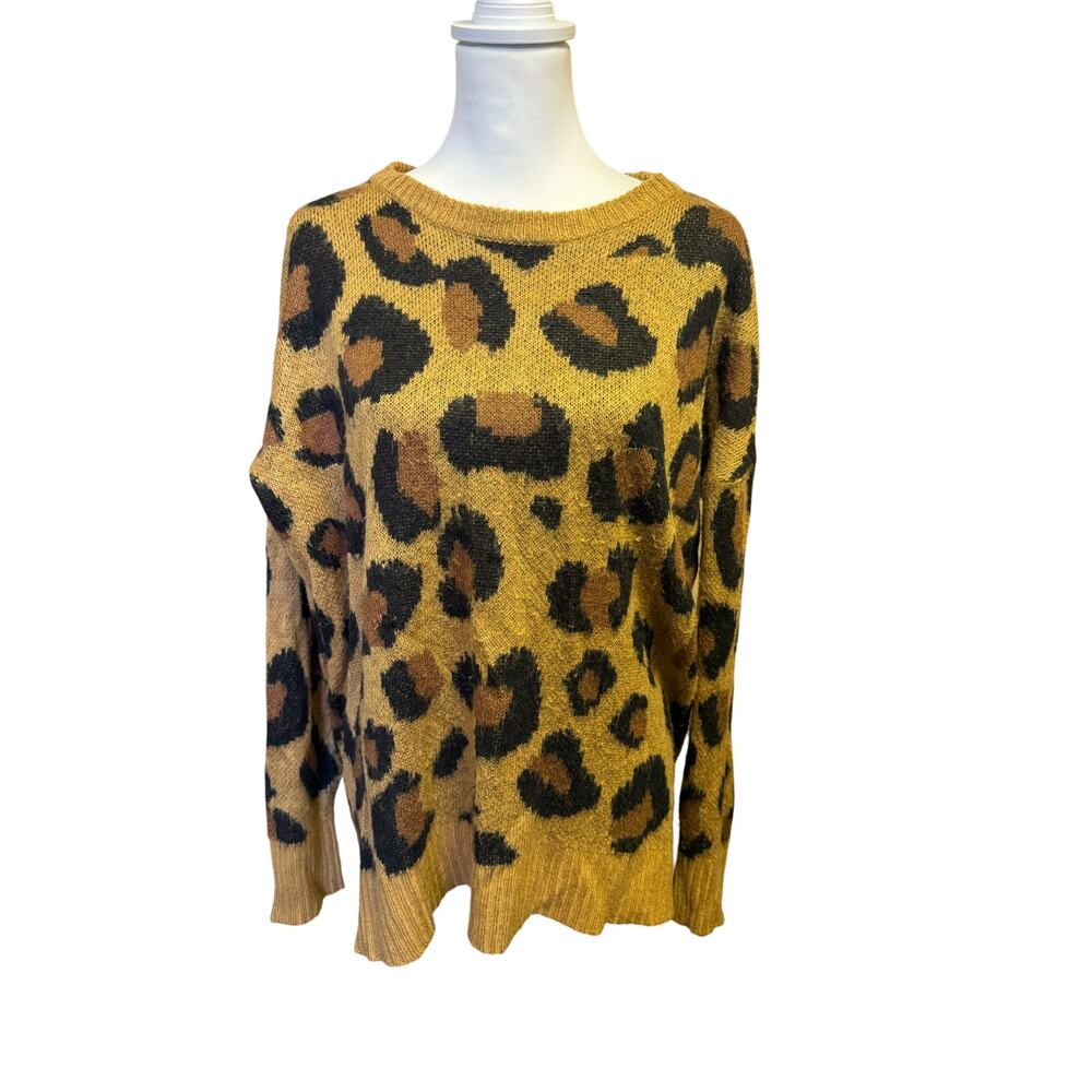 concepts new york leapord print sweater womens 1x animal print oversized knit